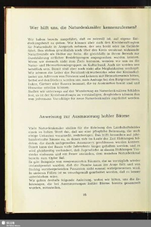 Wer hilft uns, die Naturdenkmäler kennenzulernen?