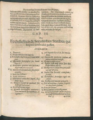 Cap. III. De Ecclesiasticis & Secularibus Statibus qui Imperii subditi dici possint.