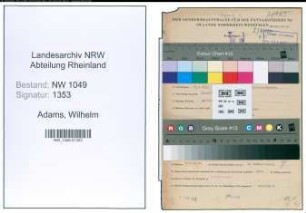 Entnazifizierung Wilhelm Adams , geb. 17.01.1896 (Musiker)