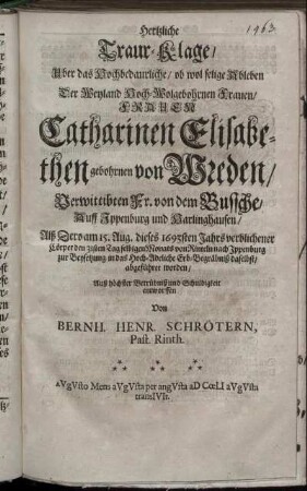 Hertzliche Traur-Klage [...]