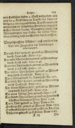 Verzeichnuß der Bücher/ ...