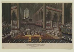 Krönungsfeierlichkeiten in der Westminster Abbey in London, Farblithographie, 1831 : The Coronation of their most Excellent Majesties, King William the IV & Queen Adelaide, on the 8th. of Septembre 1831. - London : Havell, 1831. - 1 Kunstbl. : Farblithographie