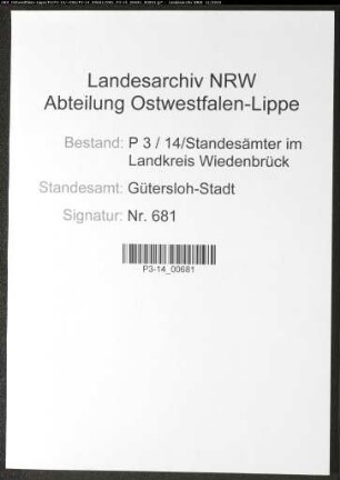 Sterberegister Standesamt Gütersloh-Stadt