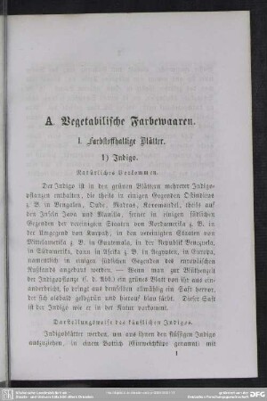 A. Vegetabilische Farbewaaren