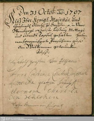 31. Okt. 1707 Augustus Rex