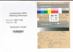 Entnazifizierung Ewald Kensmann , geb. 30.12.1900 (Lehrer)