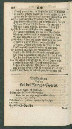 Außlegungen Auff das Lob des Krieges-Gottes.