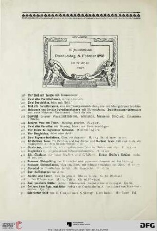 III. Auctionstag: Donnerstag, 5. Februar 1903, von 10 Uhr ab (Nr. 398-600)