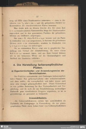 a) Eigentümlichkeiten und Anwendungsweise der Sensibilisatoren