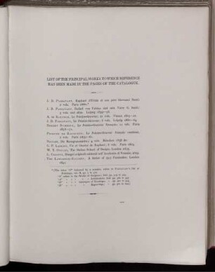 List of the principal works to which reference has been made in the pages of the catalogue