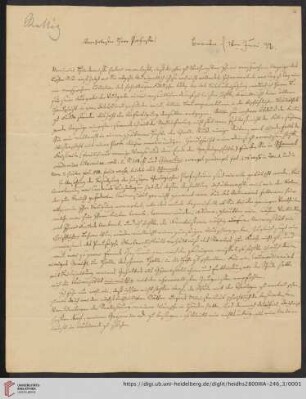 Korrespondenz Heinrich Rettig / Carl Ullmann: Brief von Heinrich Rettig an Carl Ullmann