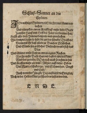 Schluß-Sonnet an die Spötter.