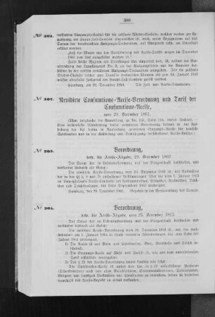 Verordnung, betr. die Accise-Abgabe, 29. December 1862.