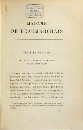 Madame de Beaumarchais : d'après sa correspondance inéd.