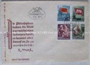 Ersttagsbrief mit Marken und Sonderstempel zum Karl-Marx-Jahr 1953