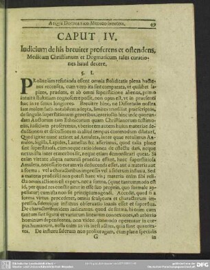 Caput IV. Iudicium de his breviter proferens et ostendens, Medicum Christianum et Dogmaticum tales curationes haud decere