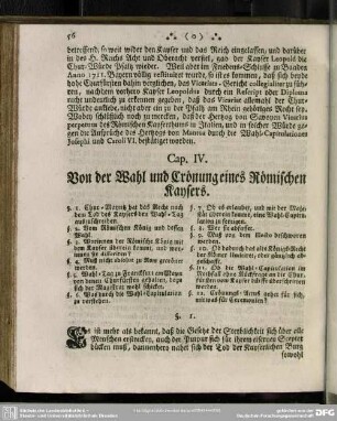 Cap. IV. Von der Wahl und Crönung eines Römischen Kaysers
