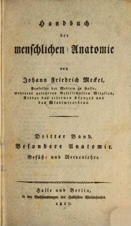 Handbuch der menschlichen Anatomie, 3. Besondere Anatomie