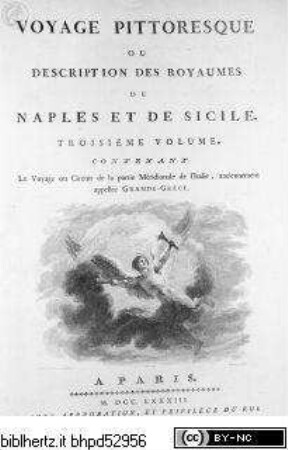 Voyage pittoresque ou description des royaumes de Naples et de Sicile. 4 Bde., 3. Band, Titelblatt mit Allegorie der Zeit
