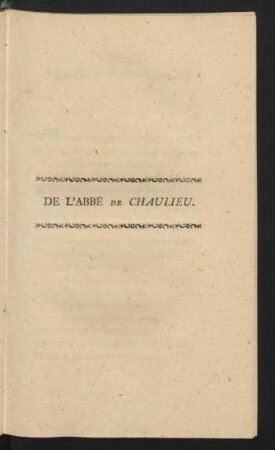 De L'Abbè De Chaulieu.