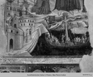 Die Heiligen Markus, Georg und Nikolaus retten Venedig vor einer Flut