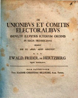 De unionibus et comitiis electoralibus