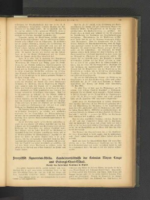 Französisch Äquatorial-Afrika. Handelsverhältnisse der Kolonien Moyen Congo und Oubangi-Chari-Tschad.