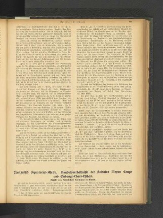 Französisch Äquatorial-Afrika. Handelsverhältnisse der Kolonien Moyen Congo und Oubangi-Chari-Tschad.
