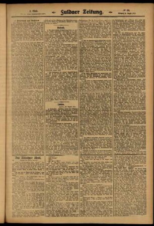 Zweite Ausgabe vom Mittwoch, den 20. August 1913.