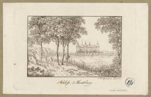 Ansicht vom Schloss Moritzburg nach Nordosten, Radierung um 1810 : Schloss Moritzburg / bei C. F. Sprinck in Dresden. - [Dresden] , [ca. 1810]. - 1 Kunstblatt : kolor. Radierung ; 12,4 x 8,0 cm,