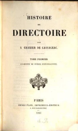 Histoire du directoire. 1