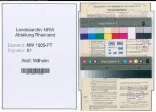 Entnazifizierung Wilhelm Wolf , geb. 09.08.1913 (Postfacharbeiter)