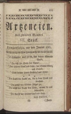 XII. Stück. Langensalza, vor den Junius 1767