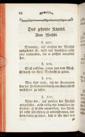 Das zehende Kapitel. Vom Wechsel.