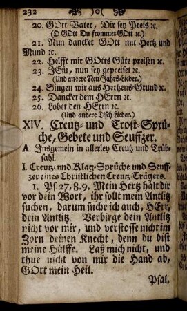 XIV. Creutz- und Trost-Sprüche, Gebete und Seuffzer.