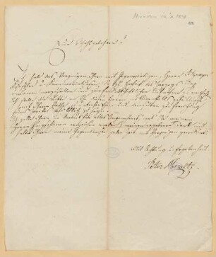 Briefe von Peter Moralt an Friedrich Wilhelm Michael Kalkbrenner - BSB Autogr. Moralt, Peter