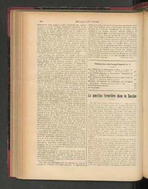 La question forestière dans le Soudan.