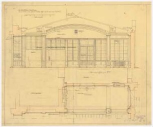 Warenhaus Wertheim, Leipziger Straße, Berlin 3. Bauabschnitt, Erweiterungsbau Voßstraße: Vorhalle an der Voßstraße: Querschnitt, 1:25