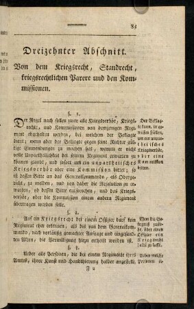 83-100, Dreizehnter Abschnitt. Von dem Kriegsrecht, Standrecht, ...