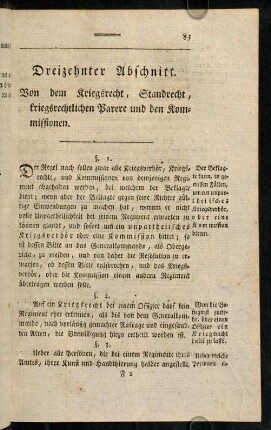 83-100, Dreizehnter Abschnitt. Von dem Kriegsrecht, Standrecht, ...