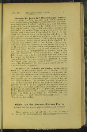 Allerlei aus der photographischen Praxis, Auszüge aus den neuen photographischen Jahrbüchern