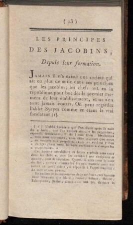 Les Principes des Jacobins; Depuis leur formation.