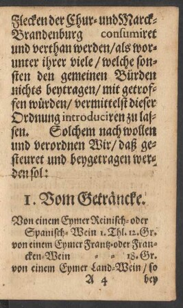 1. Vom Geträncke.