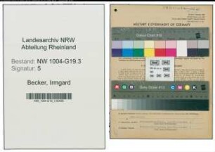 Entnazifizierung Irmgard Becker , geb. 21.07.1921 (Kontoristin)