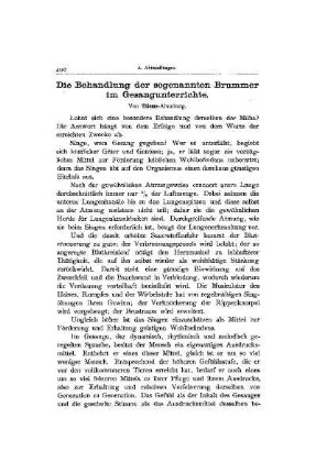 Die Behandlung der sogenannten Brummer im Gesangsunterricht