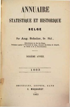 Annuaire statistique et historique Belge. 10