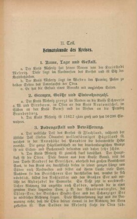 II. Teil. Heimatskunde des Kreises