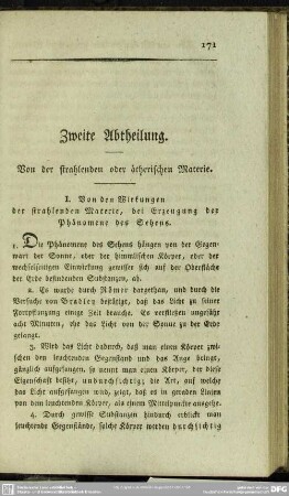 Zweite Abtheilung. Von der strahlenden oder ästherischen Materie
