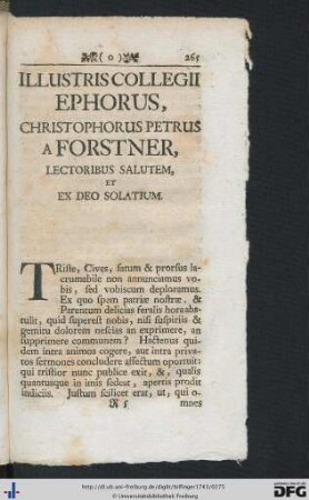 Die darzu verfertigte Einladungs Schrift.