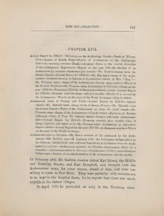 Chapter XVII. Annual report for 1880-81 - ...